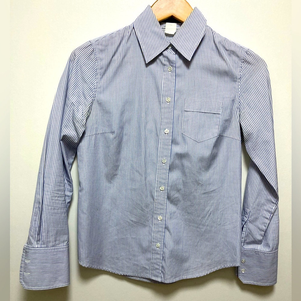 Blue & White Striped Button Down Top Size XS J. Crew